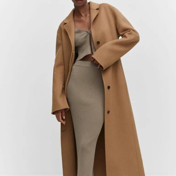 Mango Wool coat with handmade belt Medium Brown Women's Size XS 57006721 - Picture 4 of 12
